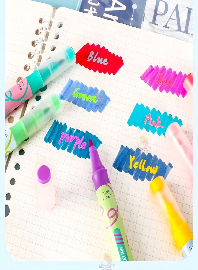 WISHKEY Double-Head Color Overlay Marker Pens, Non-Toxic Ink Marker, Quick Drying Colorful Highlighter Pens for Multipurpose, Stationery Items for Kids and Adults, 8+ Years (Pack of 6, Multicolor) - Image 3